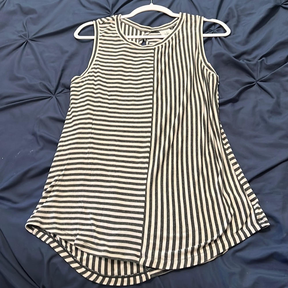 Cabo black and white striped tank